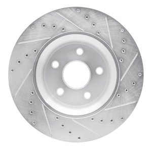 Dodge Durango Brake Rotor (1) - Front Left - R1 Concepts - Drilled & Slotted - Silver - `11-`25